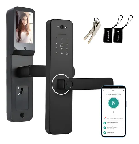 Foto da fechadura eletrônica inteligente com biometria, senha e app